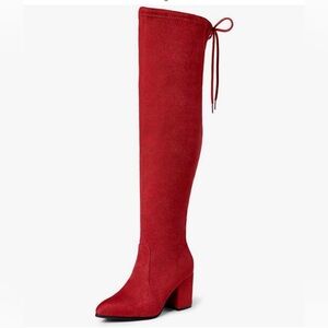 Red Suede Thigh High Boots